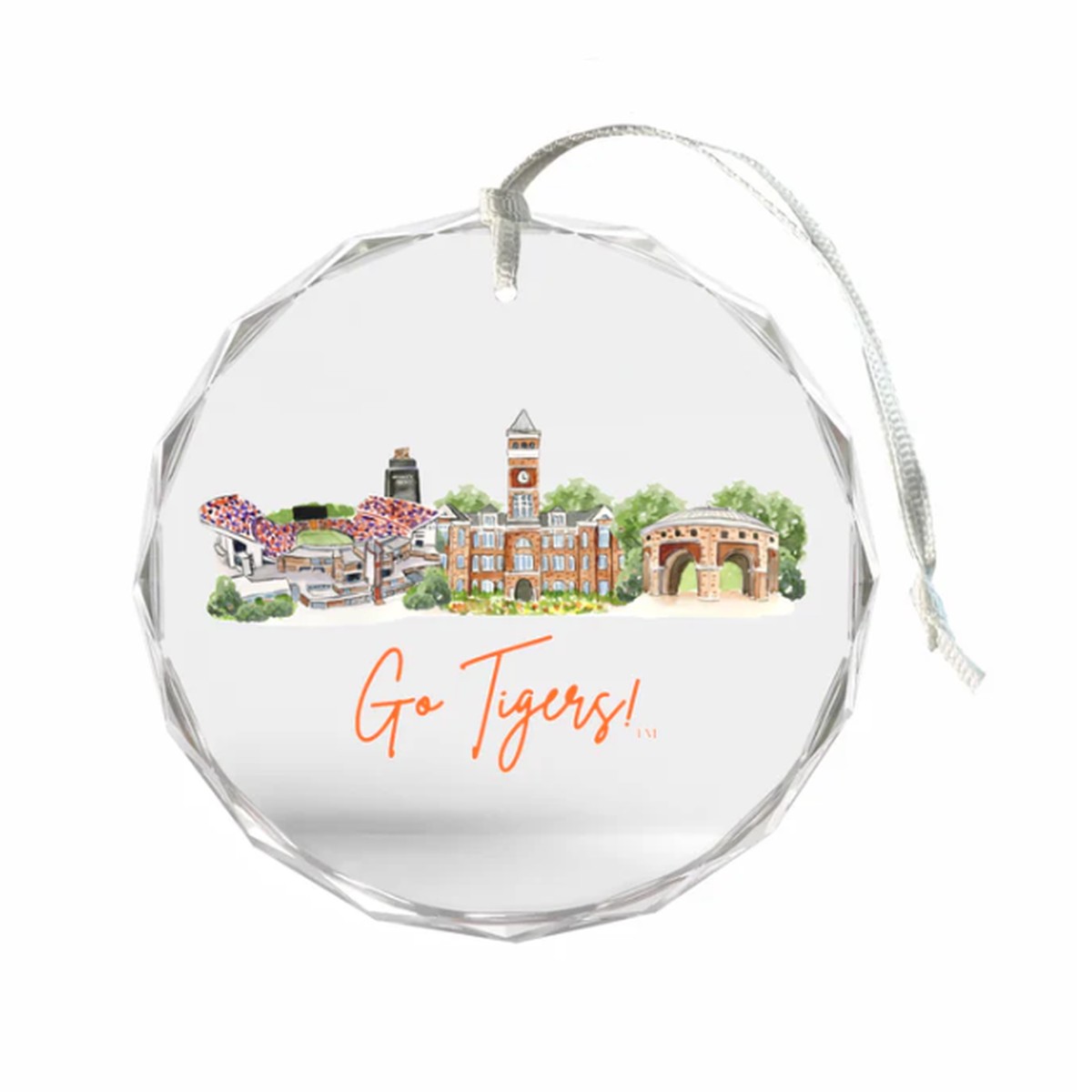 Clemson Landmark Glass Ornament