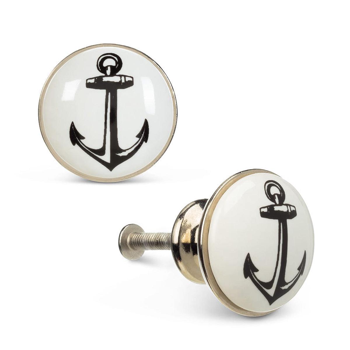 Abbott Small Black & White Anchor Knobs