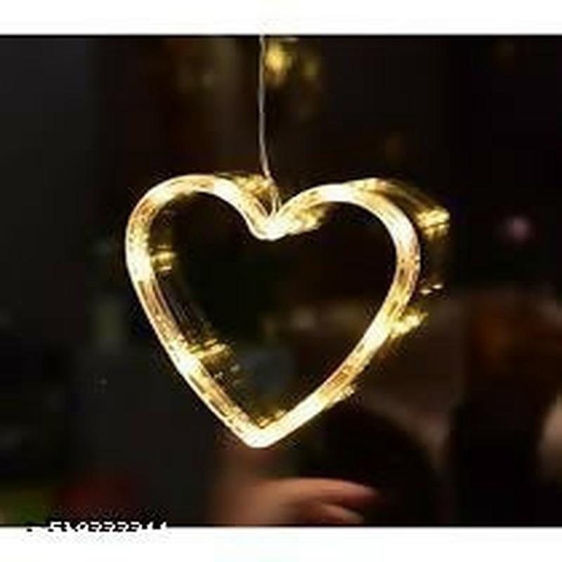 "Set of 3 LED Heart-Shaped Hanging Curtain String Lights  Warm White Decorative Lights for Romantic Room Dcor, Window Display, Balcony, Wedding, Anniversary & Valentines Day  Battery Operated Festive 