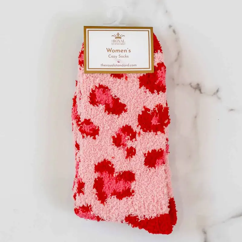 Pink Leopard Fuzzy Socks
