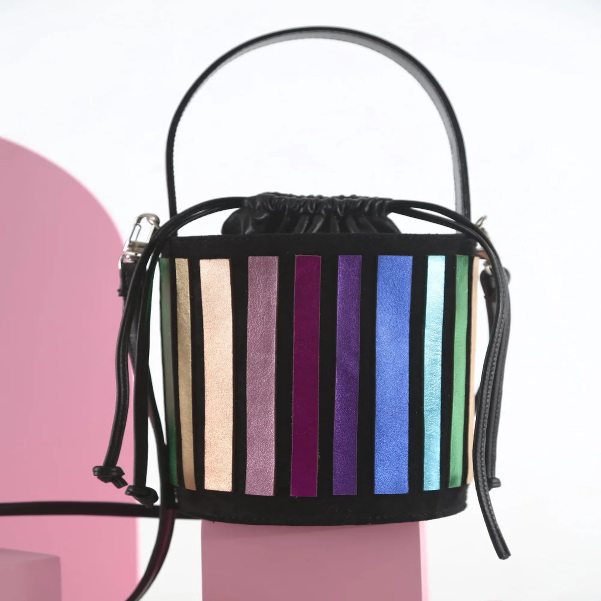 Rainbow Bucket Leather Bag