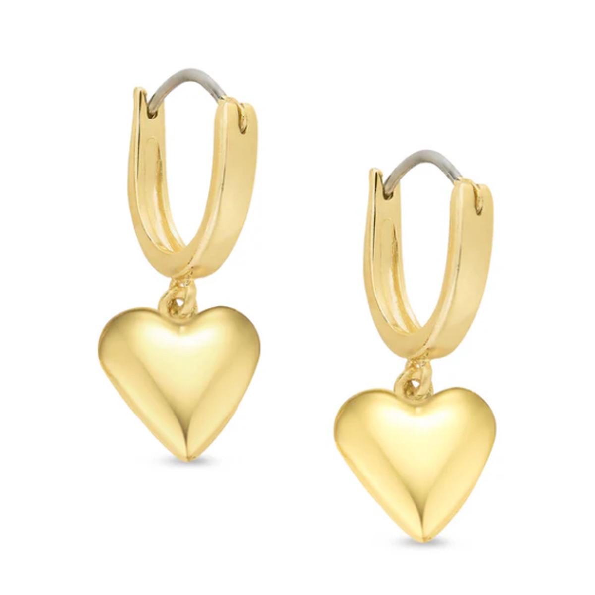 Gold Heart Dangle Earrings