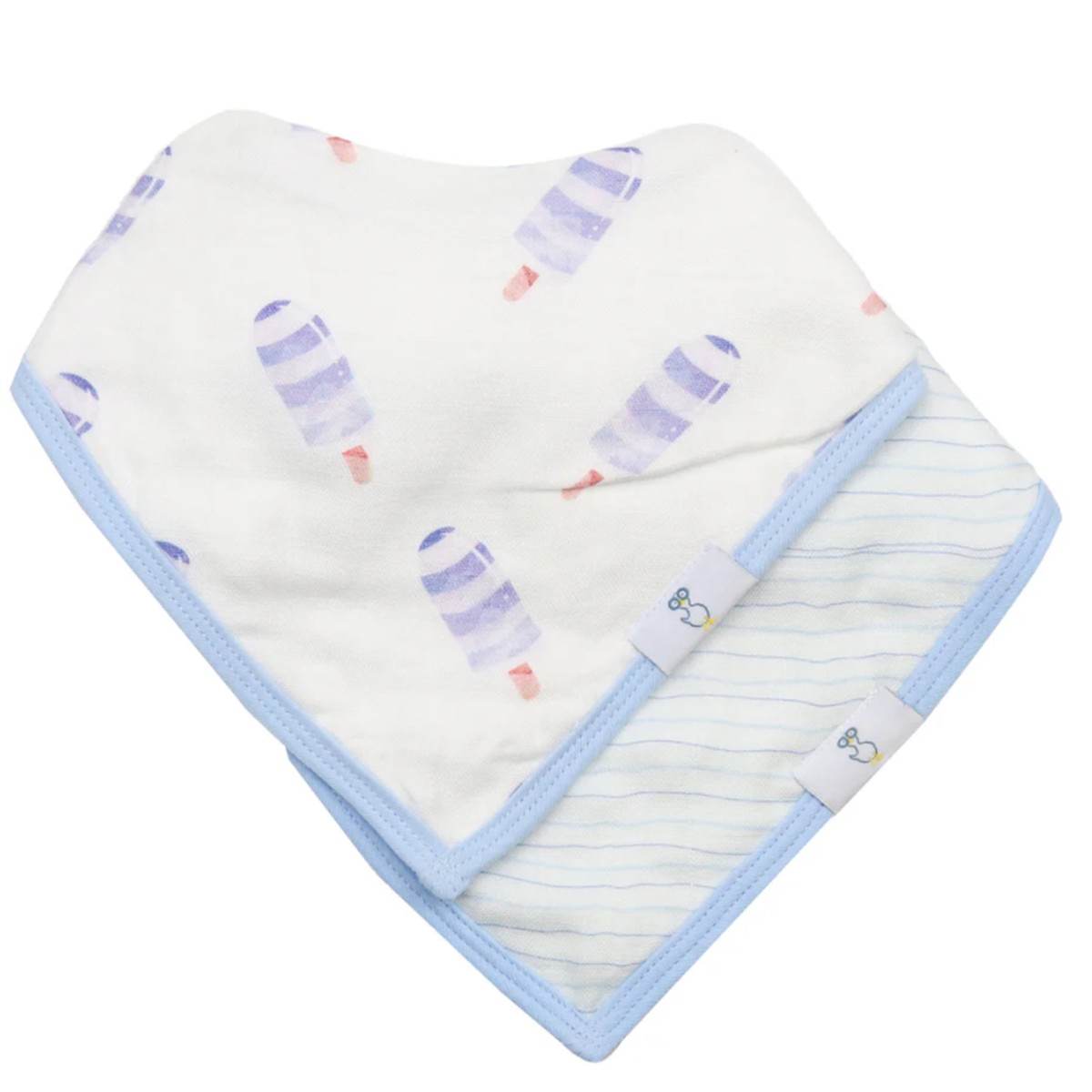 2 Pack Blue Popsicle Terry Cloth Bib Set
