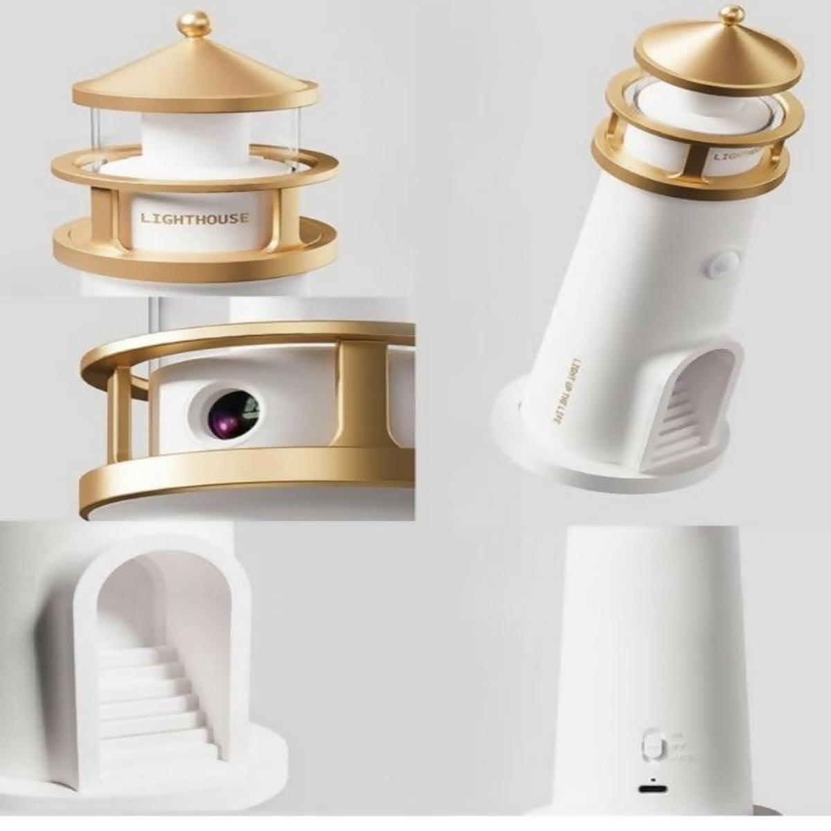 Lighthouse Moonlight Projector Lamp with Remote USB Rechargeable