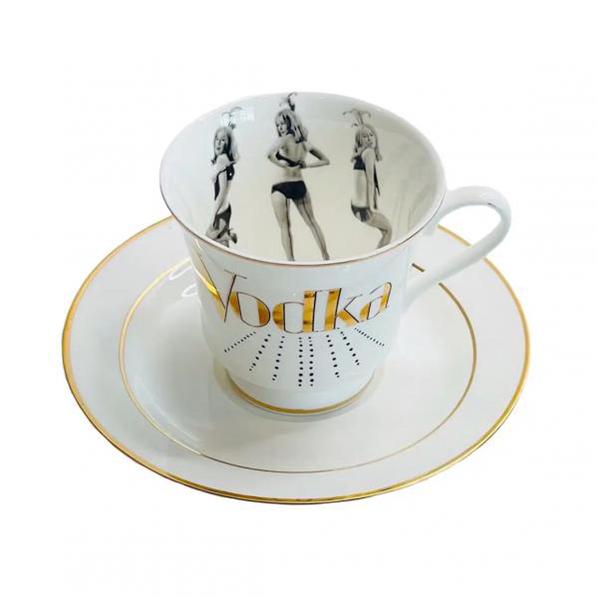 Vodka Tea Cup - White/Gold