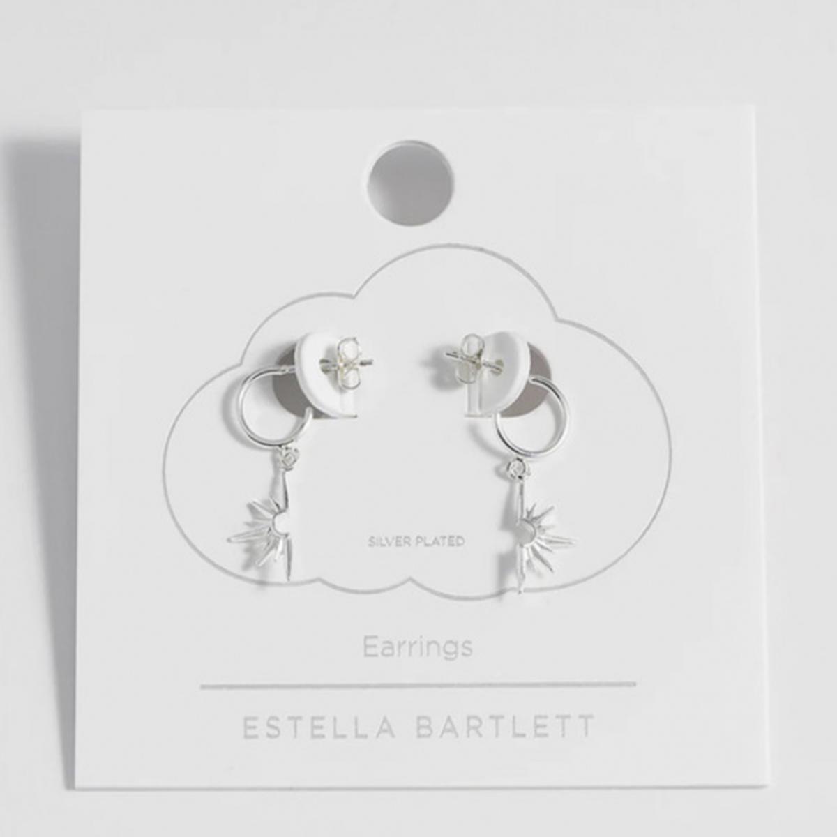 Half Star Hoop Earrings  Silver Plated