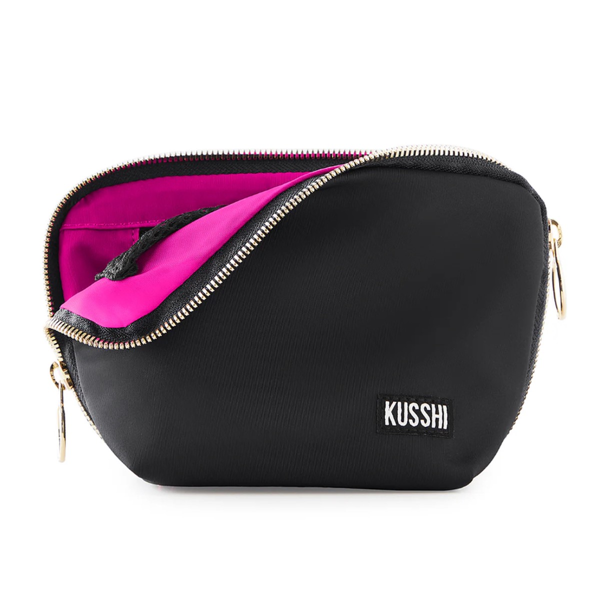 Everyday Makeup Bag - Black with Pink